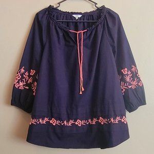 CROWN & IVY Loose Fit Peasant Blouse